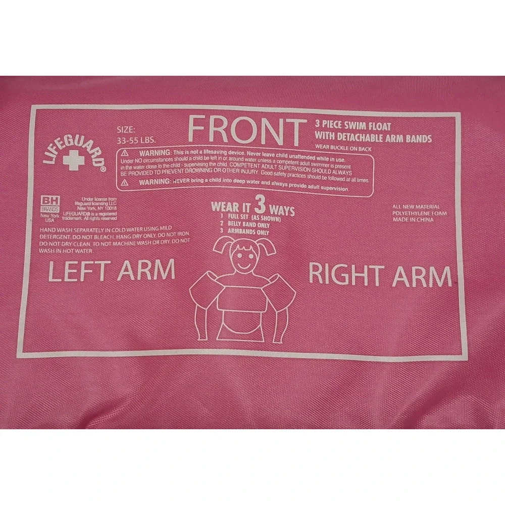 Lifeguard Kids Swim Float Vest Arm Bands 33-55 lbs Mermaid 3pc Set New